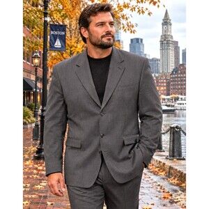 NWT Vintage Rafael Suit Jacket 44R Super 100s Worsted Wool Charcoal Gray